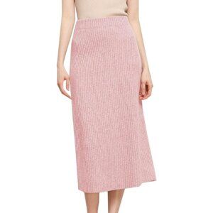 H&M Womens Small Ribbed Knit Pink Midi Skirt CN